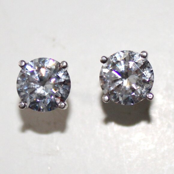 Sterling Silver Cubic Zirconia Stud Earrings - Picture 1 of 4